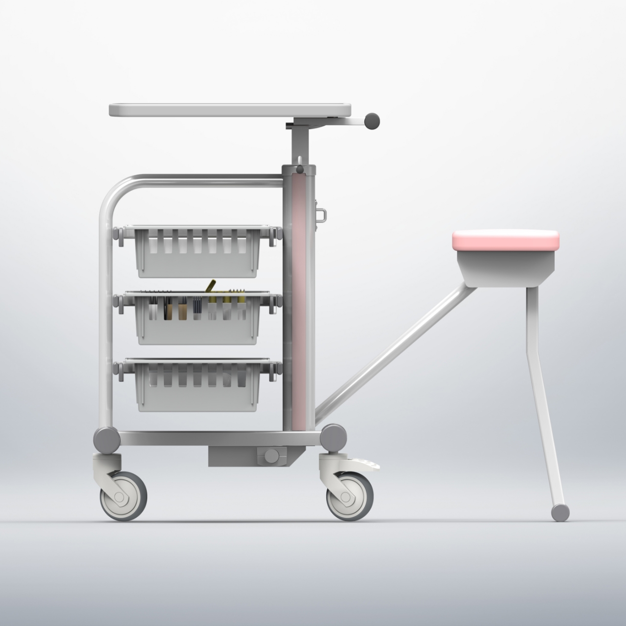 セル看護対応椅子付ナースカート